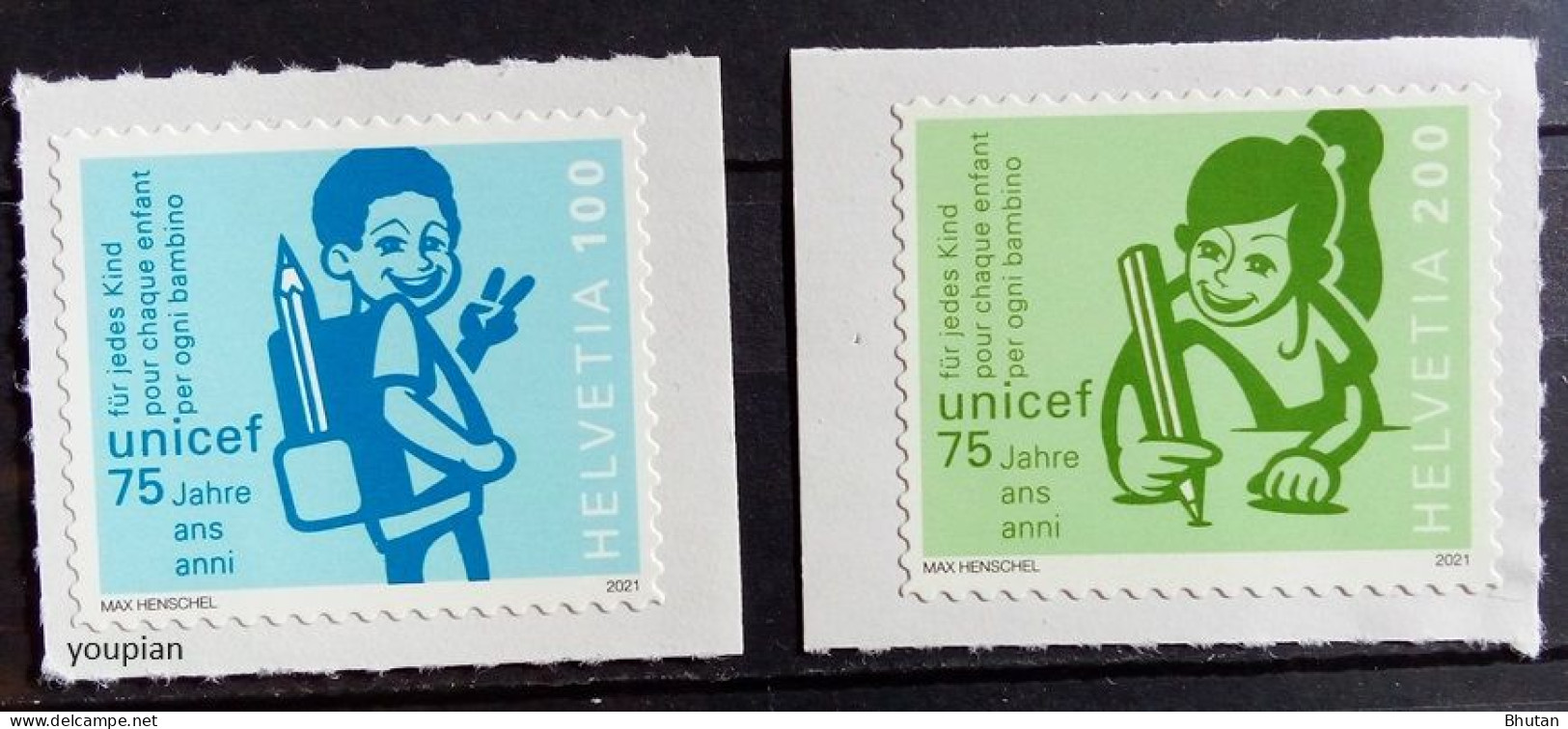 Switzerland 2021, 75 Years Of UNICEF, MNH Stamps Set - Nuovi