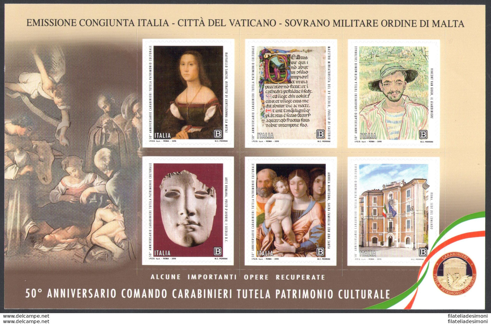 2019 Italia Repubblica, Annata completa , francobolli nuovi , 73 valori + 5 Fogl