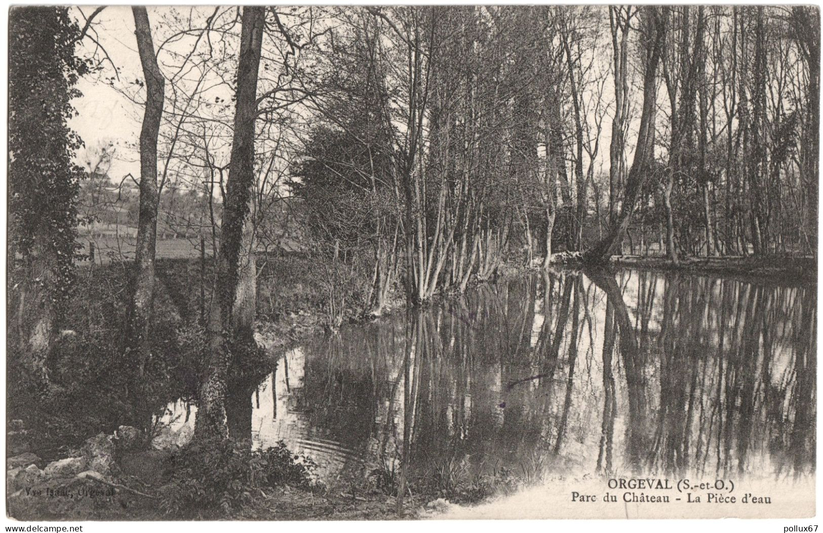 CPA DE ORGEVAL  (YVELINES)  PARC DU CHÂTEAU  -  LA PIÈCE D'EAU - Orgeval