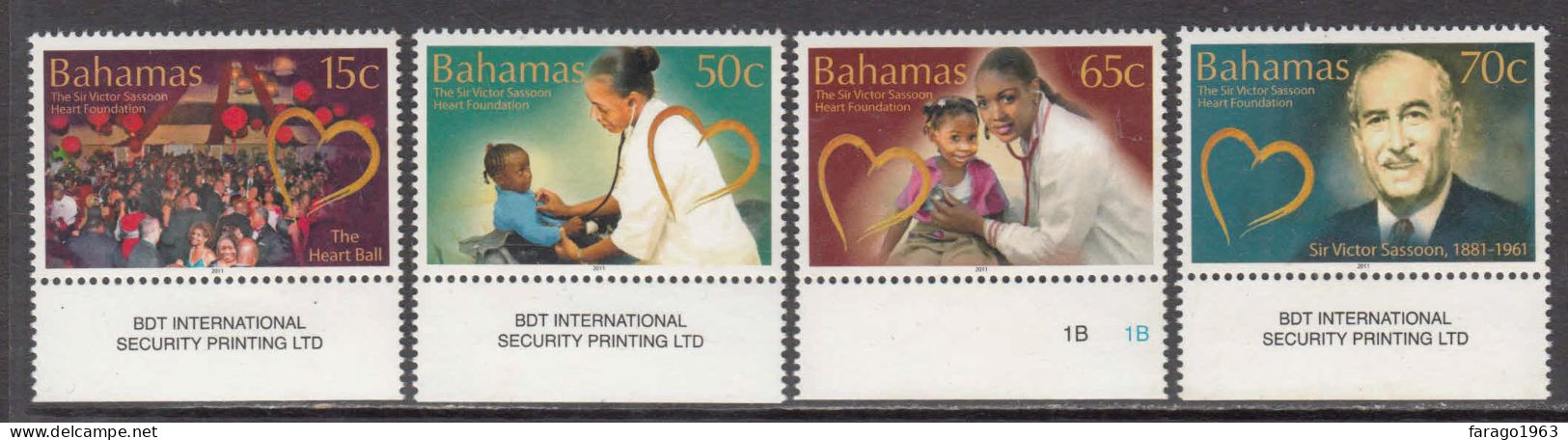 2011 Bahamas Dr. Sassoon Heart Foundation Health Doctoe Complete Set Of 4  MNH - Bahamas (1973-...)