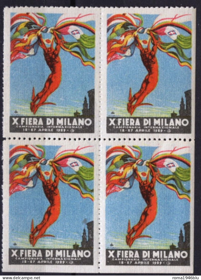 ERINNOFILO MILANO 1929 X FIERA DI MILANO QUARTINA - Erinnophilie