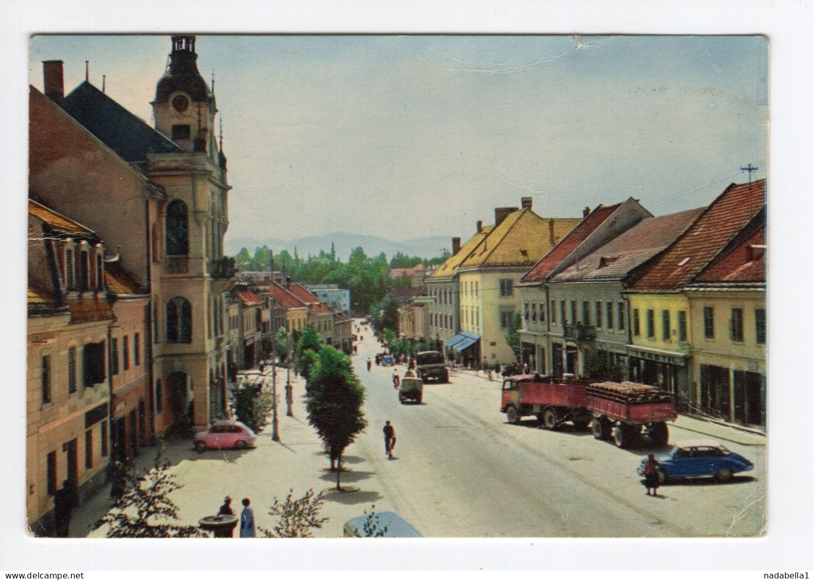 1960? YUGOSLAVIA,SLOVENIA,NOVO MESTO,OLD CARS,FIAT,CITROEN,POSTCARD,USED - Jugoslawien