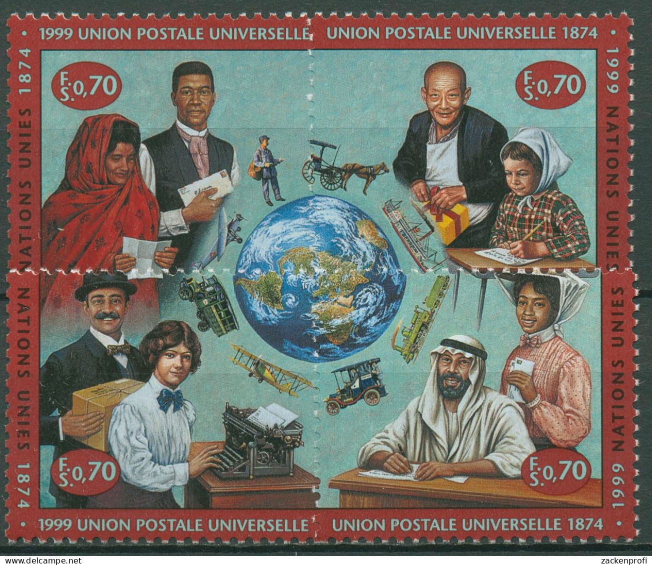 UNO Genf 1999 Weltpostverein UPU Postbeförderung 376/79 Postfrisch - Neufs