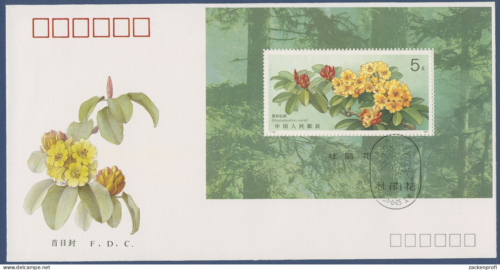 China 1991 Rhododendron Block 57 FDC (X40100) - 1990-1999
