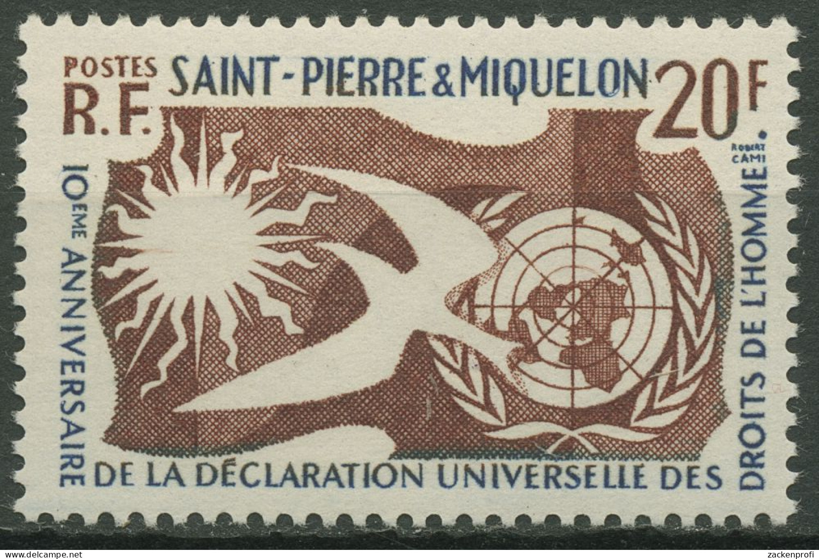 Saint-Pierre Et Miquelon 1958 Erklärung Der Menschenrechte 389 Postfrisch - Unused Stamps