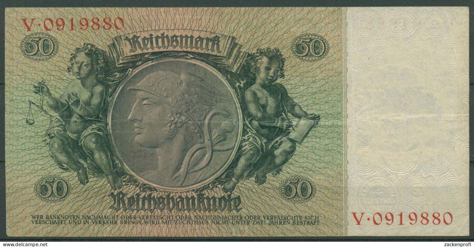 Dt. Reich 50 Reichsmark 1933 Serie I/V, Ro 175 A Gebraucht (K780) - 50 Reichsmark