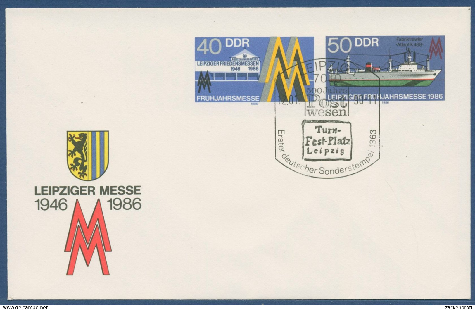 DDR 1986 Leipziger Frühjahrsmesse Umschlag U 4 Gestempelt (X40992) - Enveloppes - Oblitérées