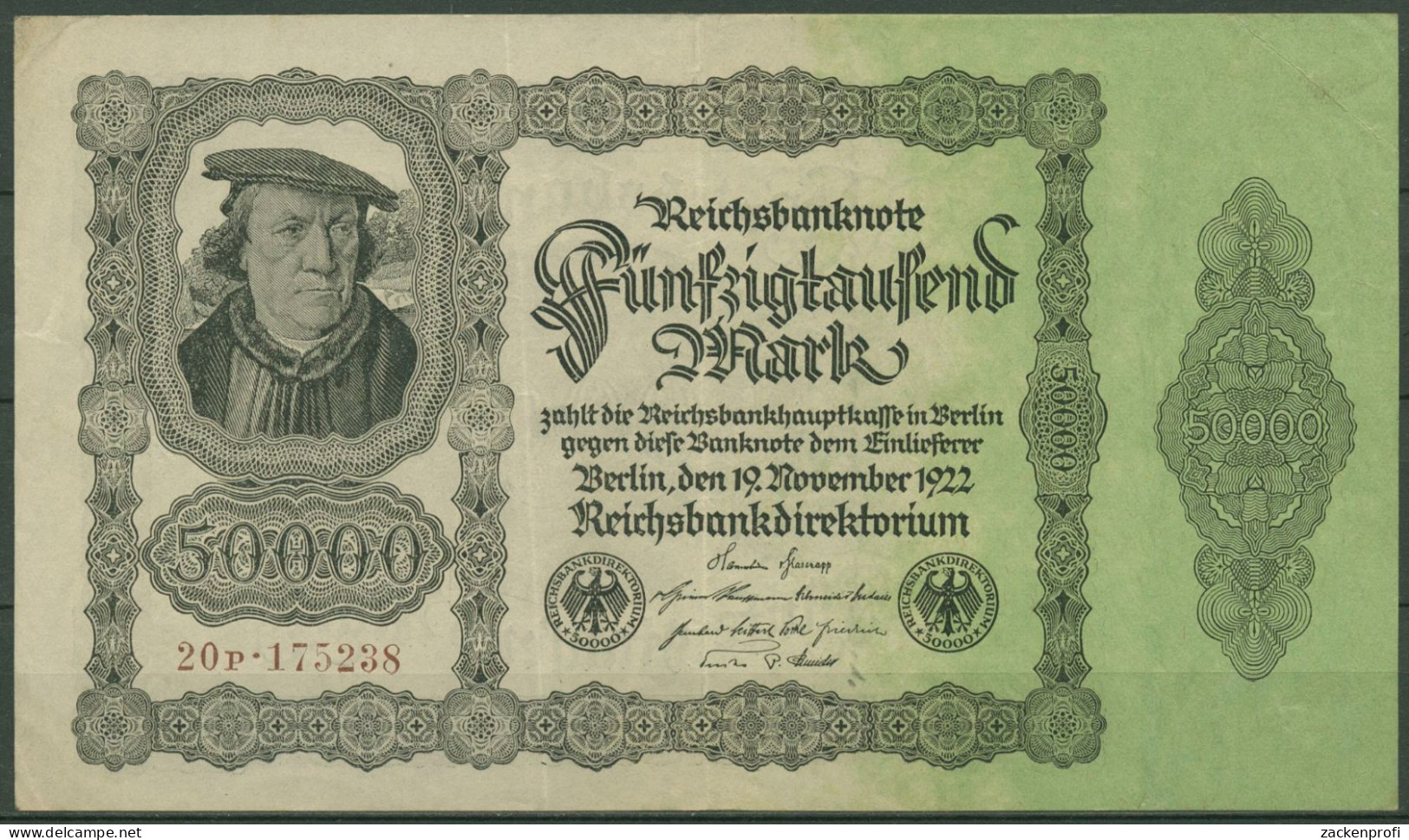 Dt. Reich 50000 Mark 1922, DEU-90d FZ P, Gebraucht (K1429) - 50000 Mark