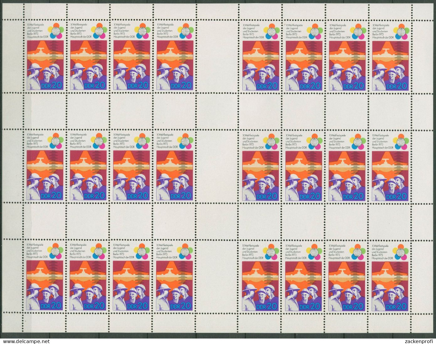 DDR Markenheftchenbogen 1973 Weltfestpiele MHB 17 A Postfrisch - Booklets