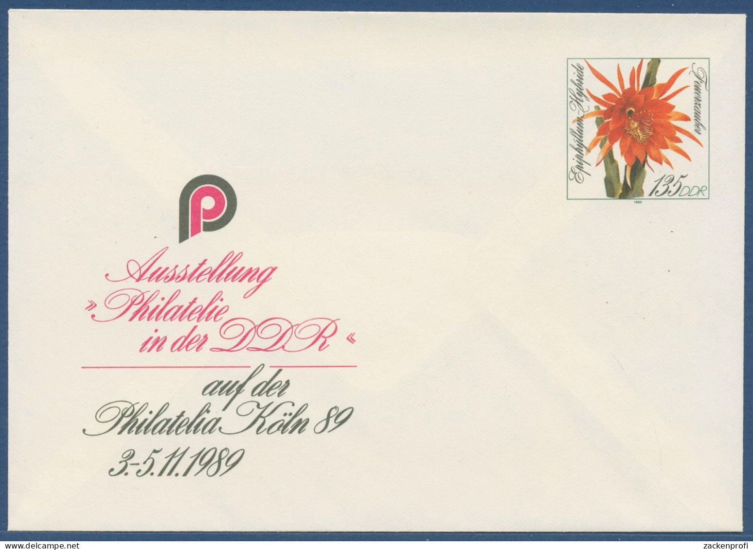 DDR 1989 Philatelia Köln Kakteen Umschlag U 10 Ungebraucht (X40993) - Sobres - Nuevos