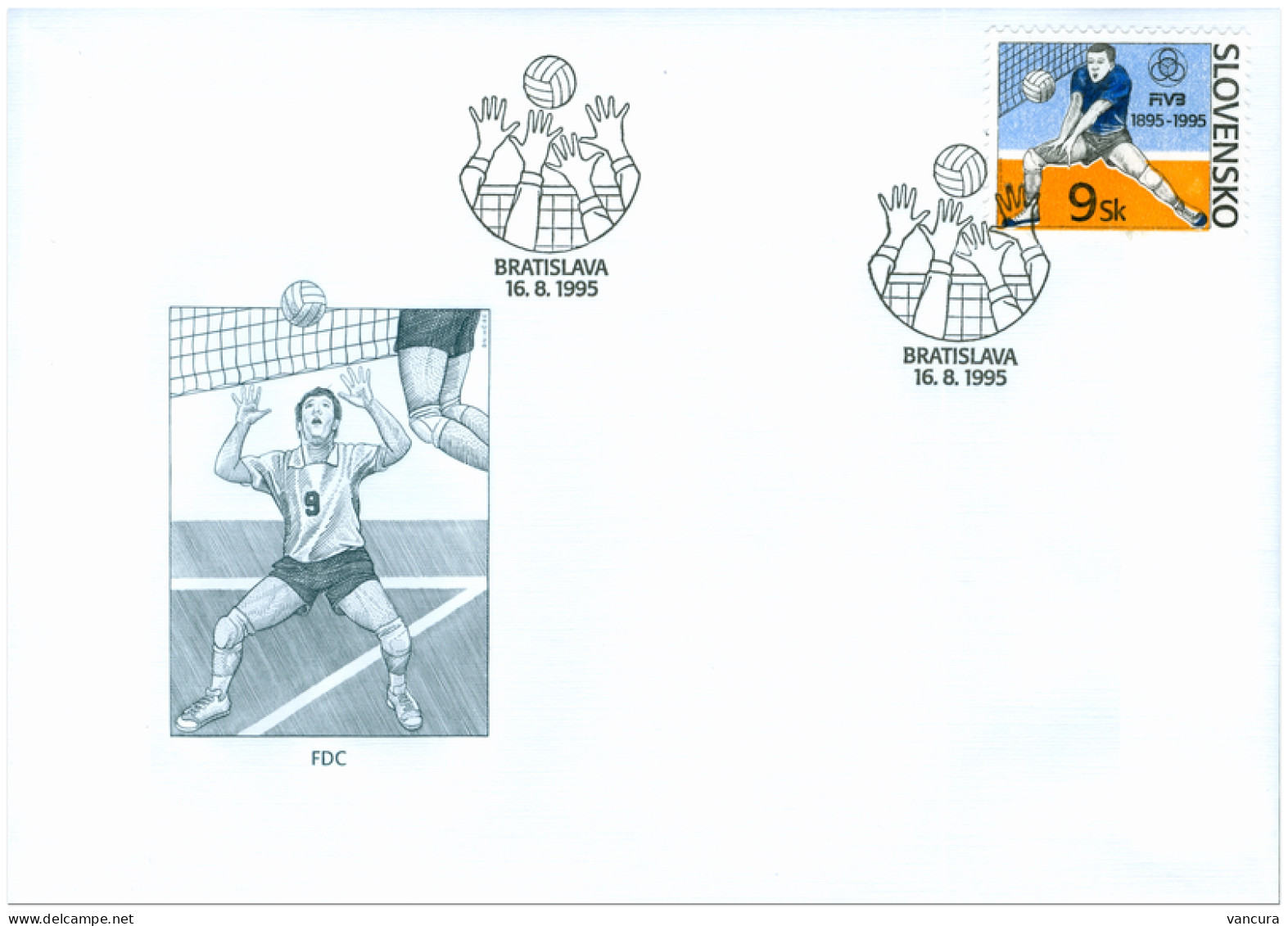 FDC 74 Slovakia One Hundred Years Of Volleyball 1995 - Volley-Ball