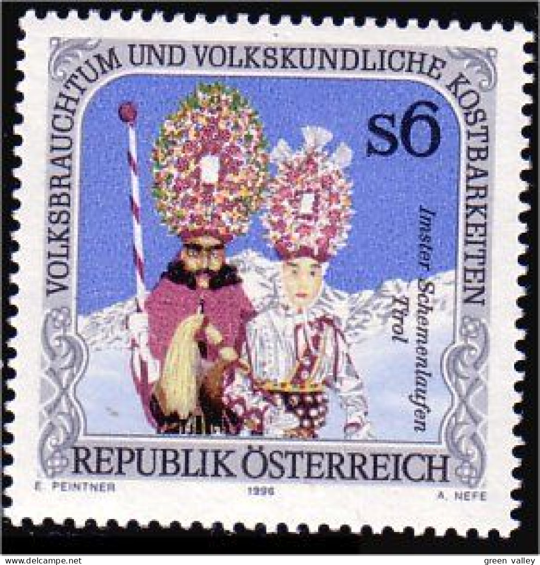 154 Austria 1996 Mask Procession Masques MNH ** Neuf SC (AUT-321) - Carnevale