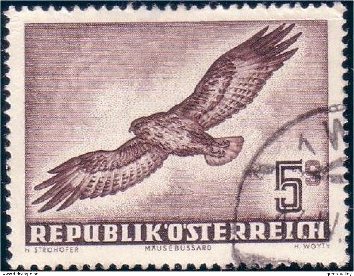 154 Austria 1953 Eagle Aigle Buzzard Vautour Very Nice Très Beau (AUT-336) - Andere & Zonder Classificatie