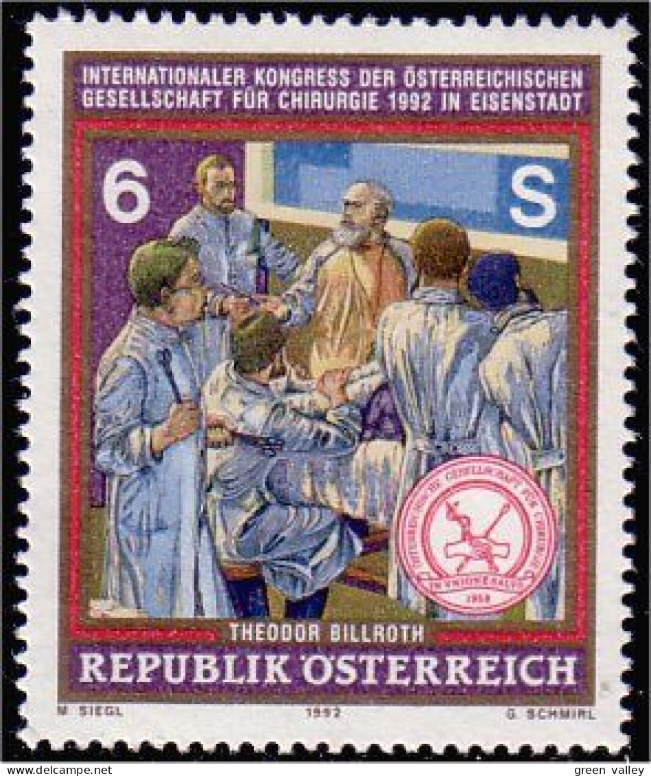 154 Austria 1992 Chirurgiens Surgeons MNH ** Neuf SC (AUT-309) - Médecine