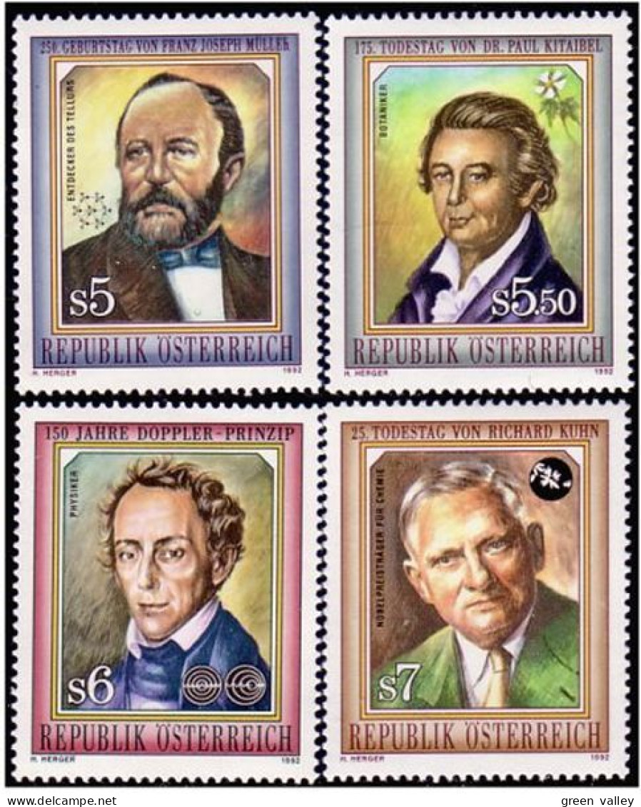 154 Austria 1992 Tellurium Botanist Chemist Physicist Physicien Chimiste MNH ** Neuf SC (AUT-300) - Chemistry