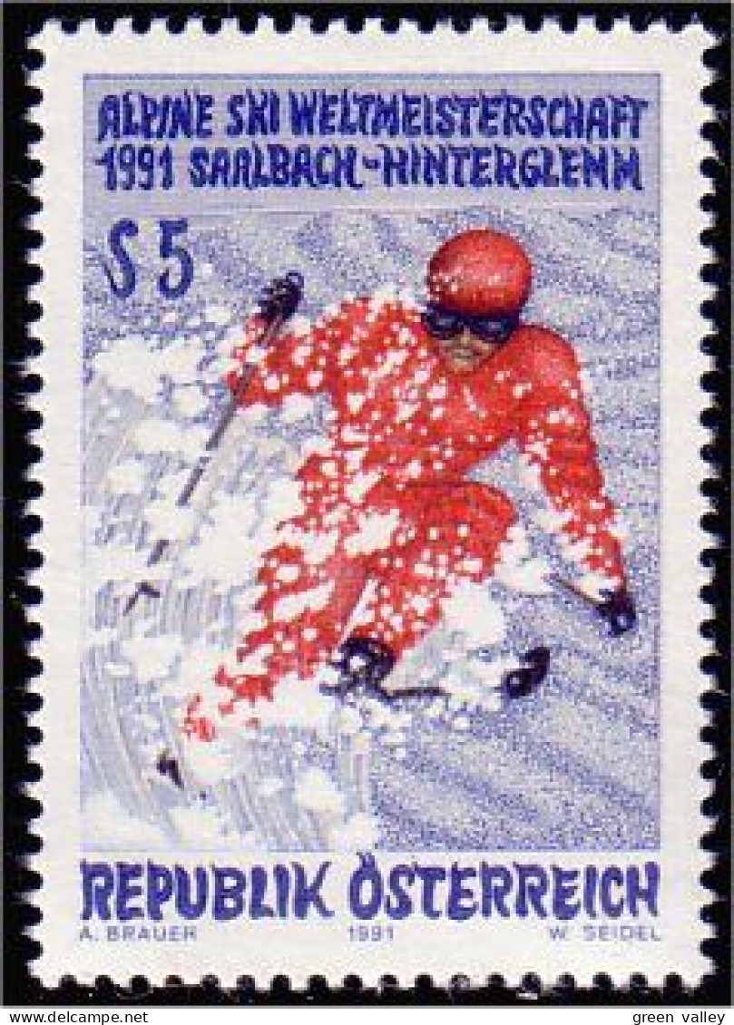 154 Austria 1991 Ski Saalbach-Hinterglemm MNH ** Neuf SC (AUT-271) - Sci