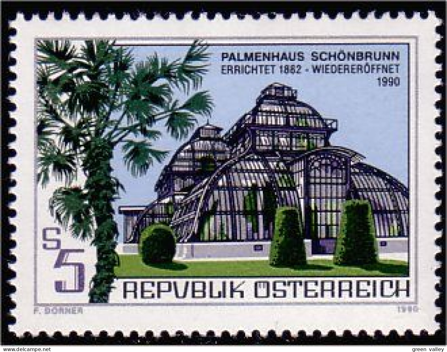 154 Austria 1990 Palmhouse Schinbrunn Palmeraie Plam Tree Palmier MNH ** Neuf SC (AUT-268) - Trees