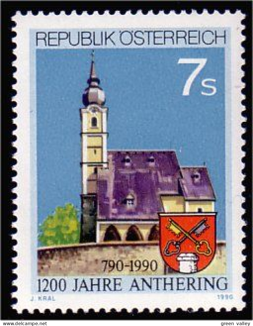 154 Austria 1990 Anthering Curch Eglise Armoiries Coat Arms MNH ** Neuf SC (AUT-246) - Francobolli