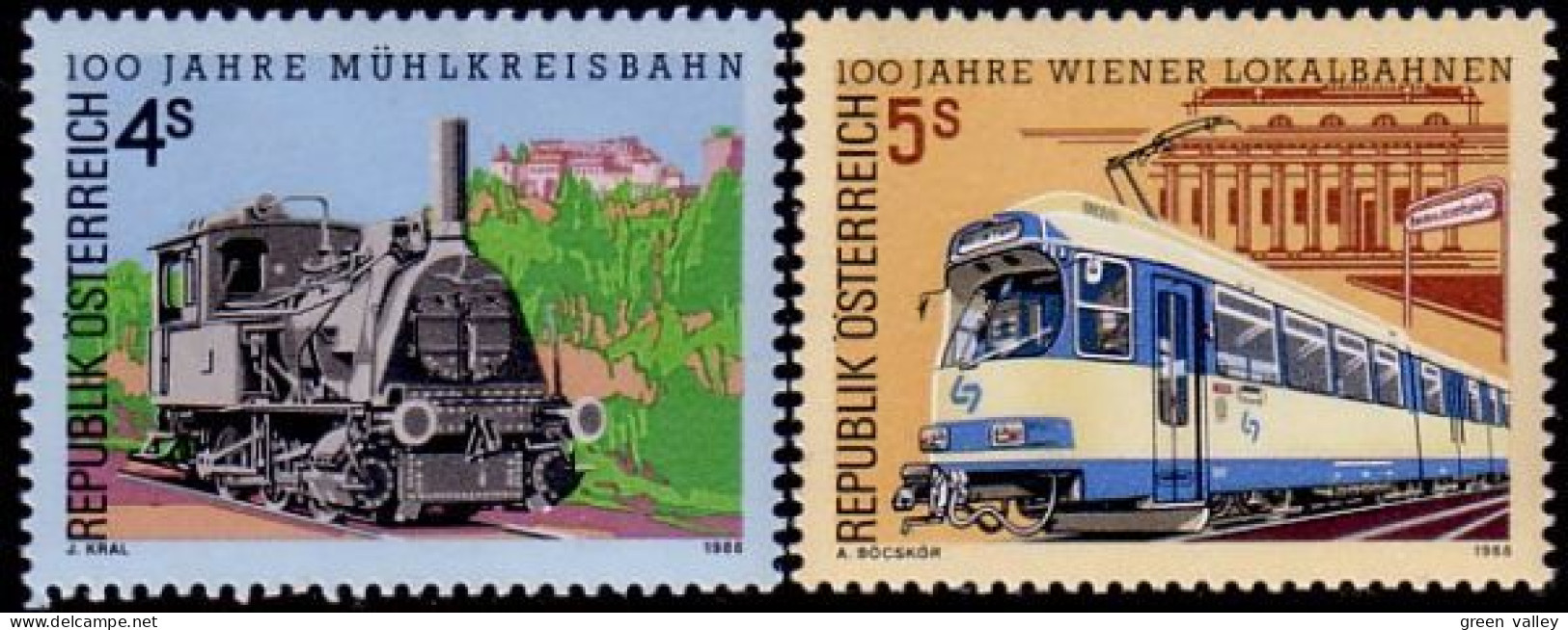 154 Austria 1988 Trains Locomotives MNH ** Neuf SC (AUT-240) - Trains