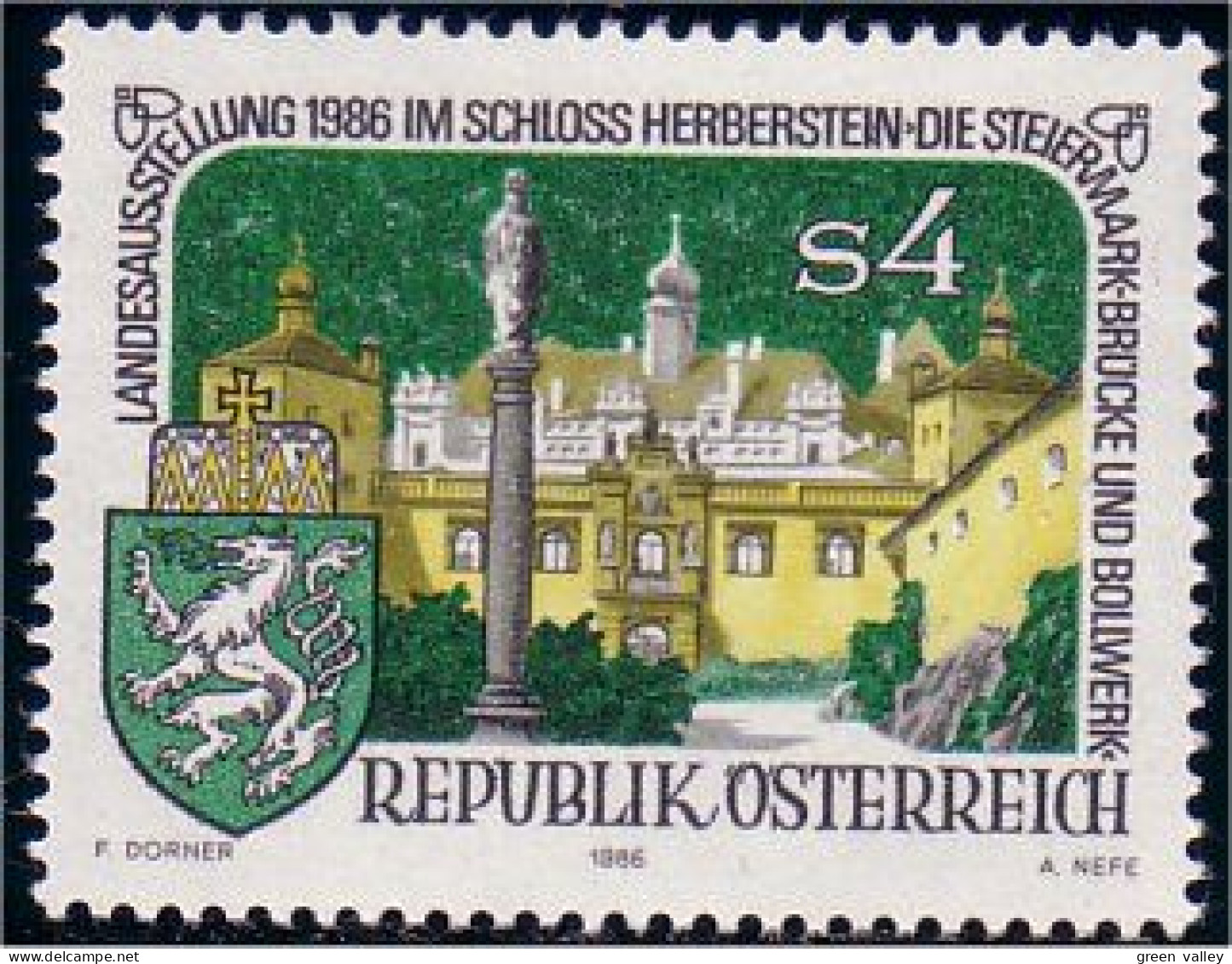 154 Austria 1986 Chateau Haberstein Catsle Armoiries Styria Coat Arms MNH ** Neuf SC (AUT-213) - Sellos