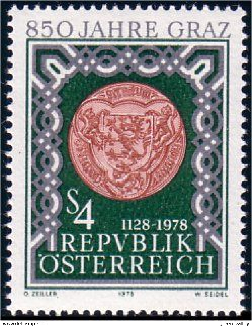 154 Austria 1978 Sceau Graz Seal MNH ** Neuf SC (AUT-130) - Monnaies