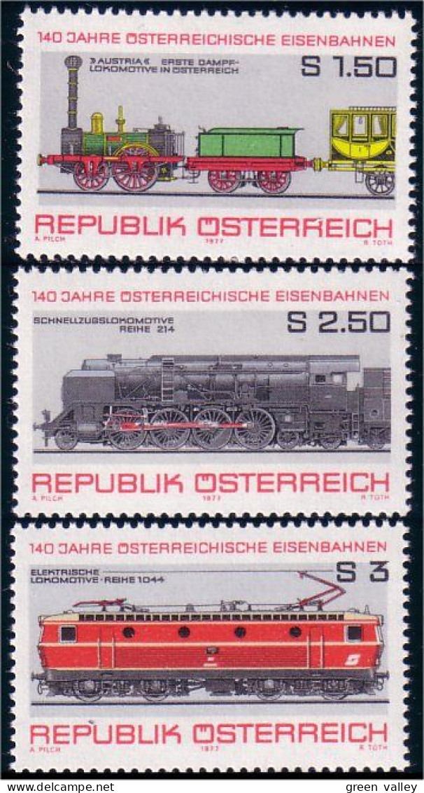 154 Austria 1977 Trains Locomotives Vapeur Steam Electric MNH ** Neuf SC (AUT-123) - Trains