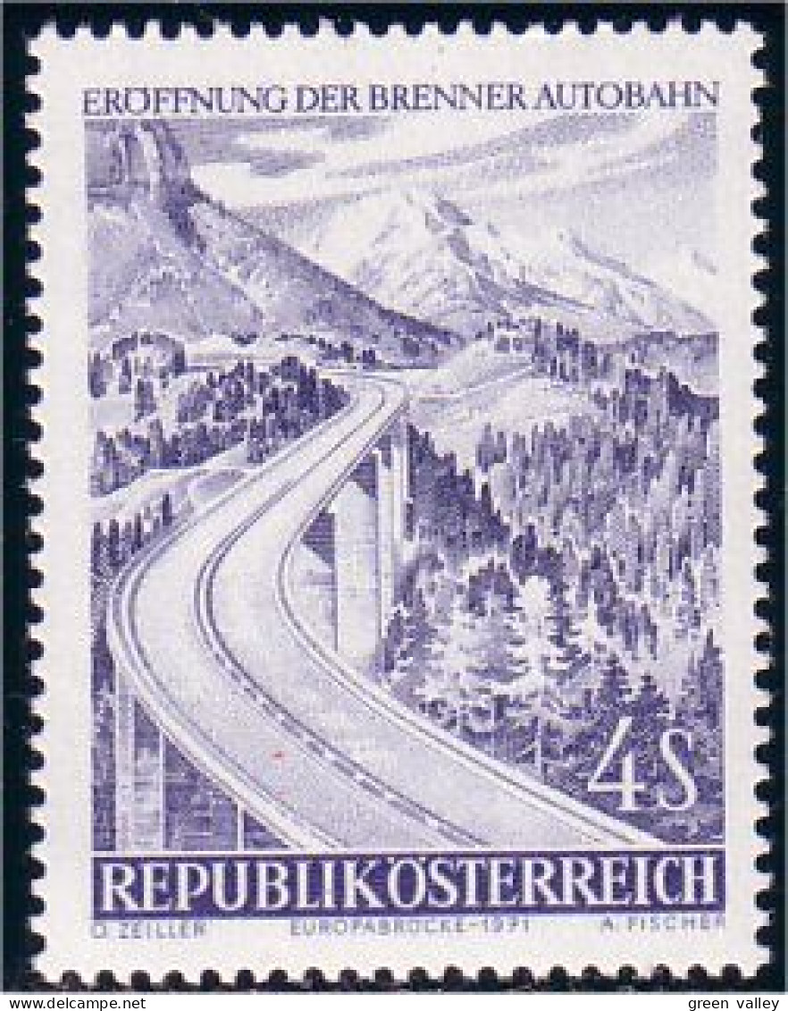 154 Austria 1971 Brenner Pass Pont Europe Europa Bridge MNH ** Neuf SC (AUT-100) - Abadías Y Monasterios