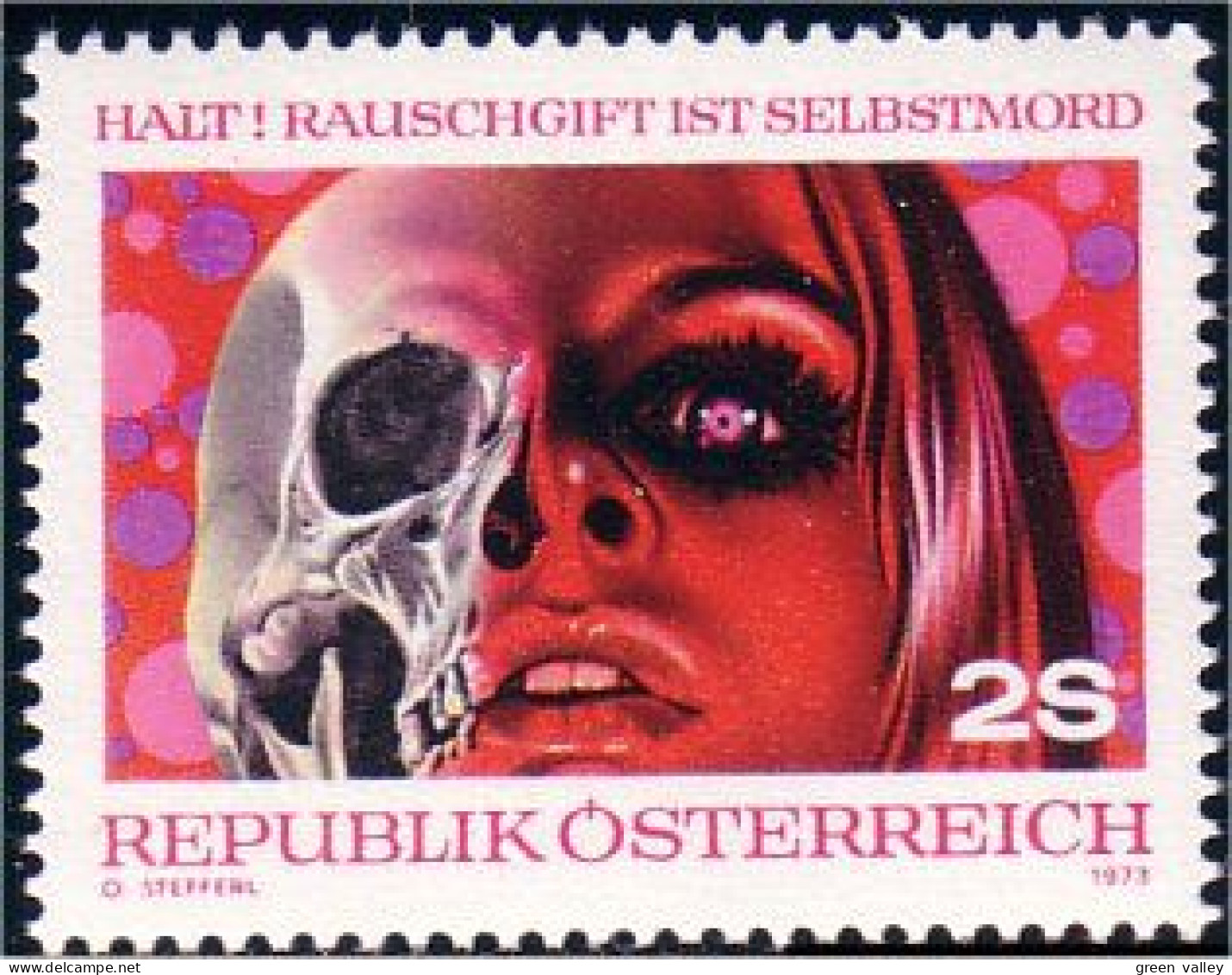 154 Austria 1973 Drogue Drug Death Mort Rauschgift Selbstmort Suicide MNH ** Neuf SC (AUT-107) - Drogue