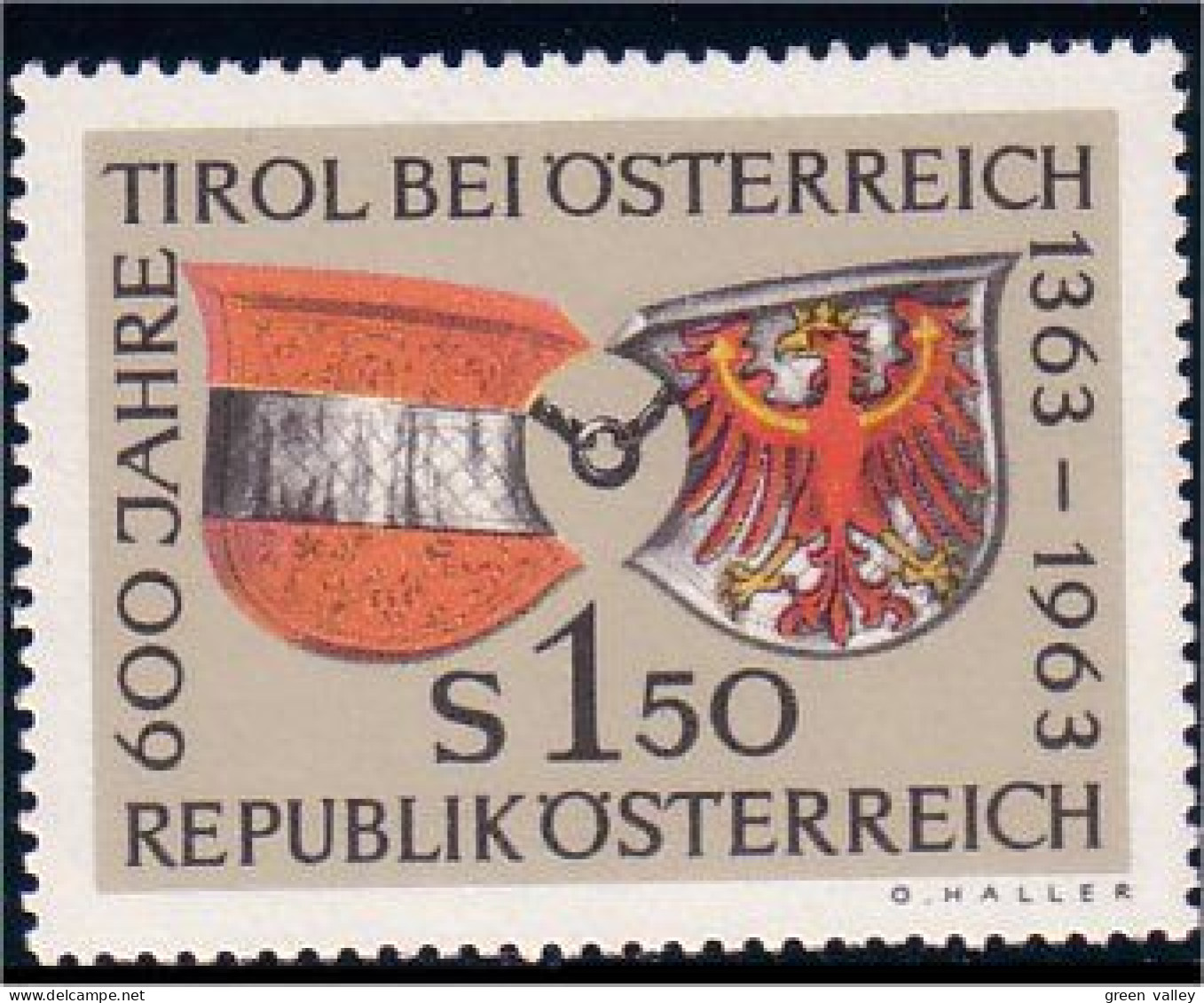 154 Austria 1962 Autriche Tyrol Coat Of Arms Armoiries Aigle Eagle Ader MLH * Neuf (AUT-38) - Francobolli