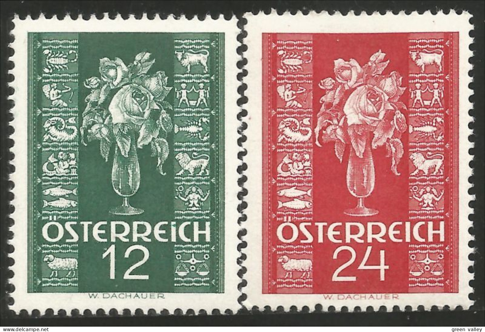 154 Austria 1937 Rose Zodiaque Signes Zodiac MH * Neuf (AUT-507) - Ungebraucht