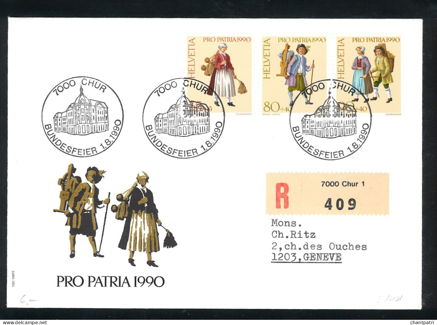 Bundesfeier - Pro Patria 1990 - 01 08 1990 - 7000 Chur - Bundesfeier 002/46 - Storia Postale