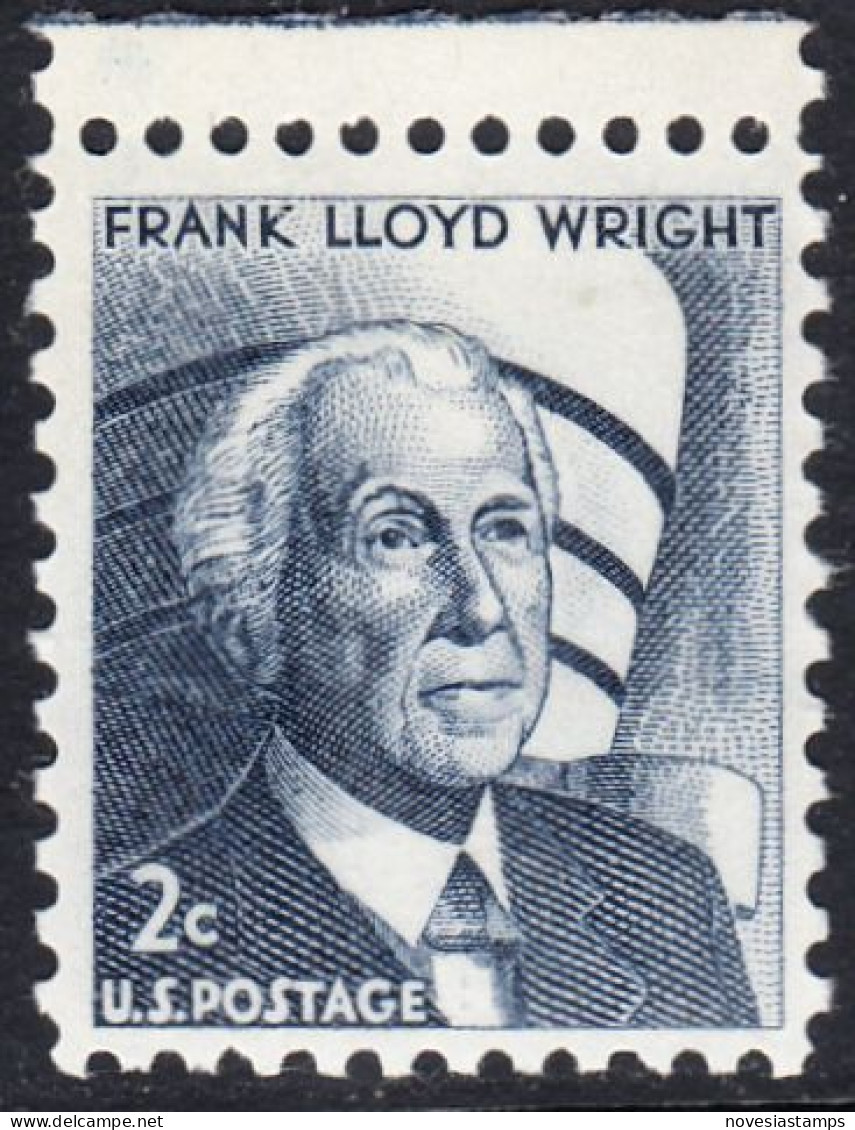 !a! USA Sc# 1280 MNH SINGLE W/ Top Margin (a2) - Frank Lloyd Wright - Nuovi