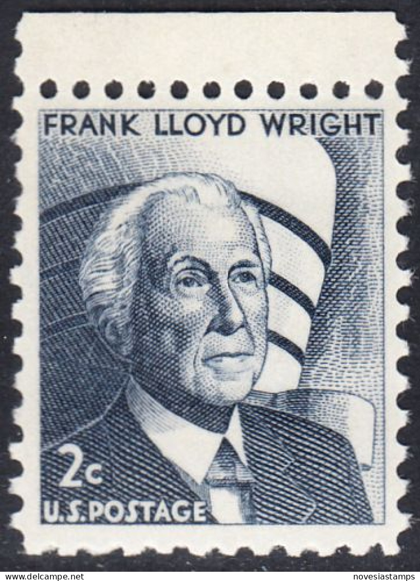 !a! USA Sc# 1280 MNH SINGLE W/ Top Margin (a3) - Frank Lloyd Wright - Nuovi