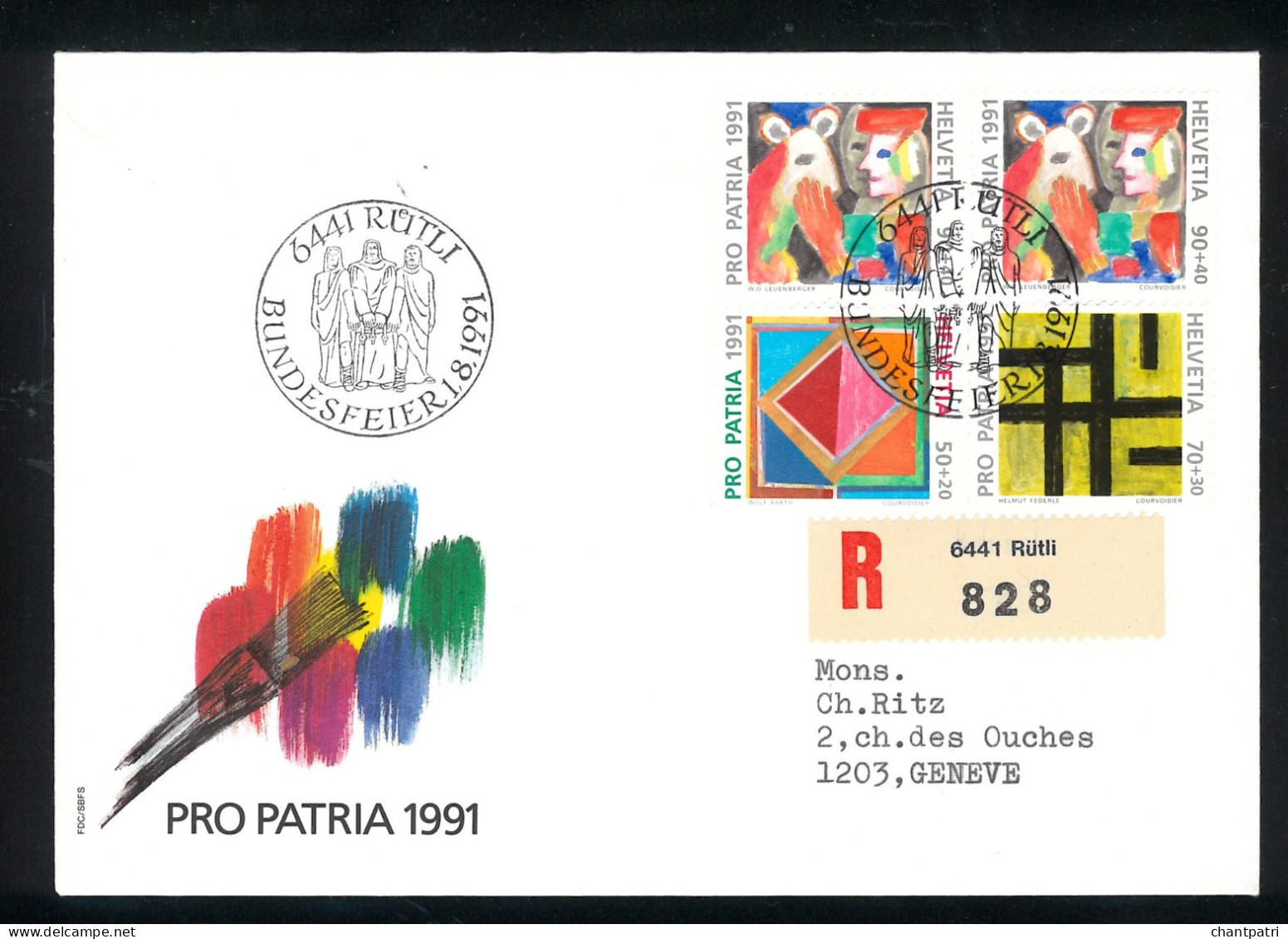 Bundesfeier - Pro Patria 1991 - 01 08 1991 - 6441 Rütli - Bundesfeier 001/47 - Lettres & Documents