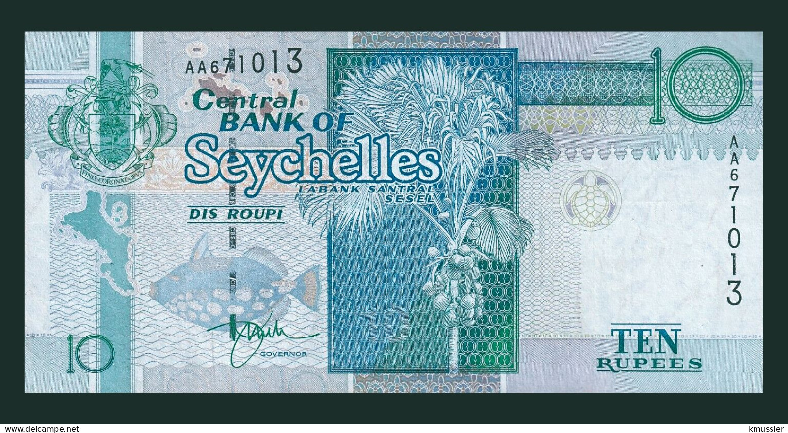 # # # Banknote Seychellen (Seychelles) Central Bank 10 Rupees (P-36) UNC # # # - Seychelles