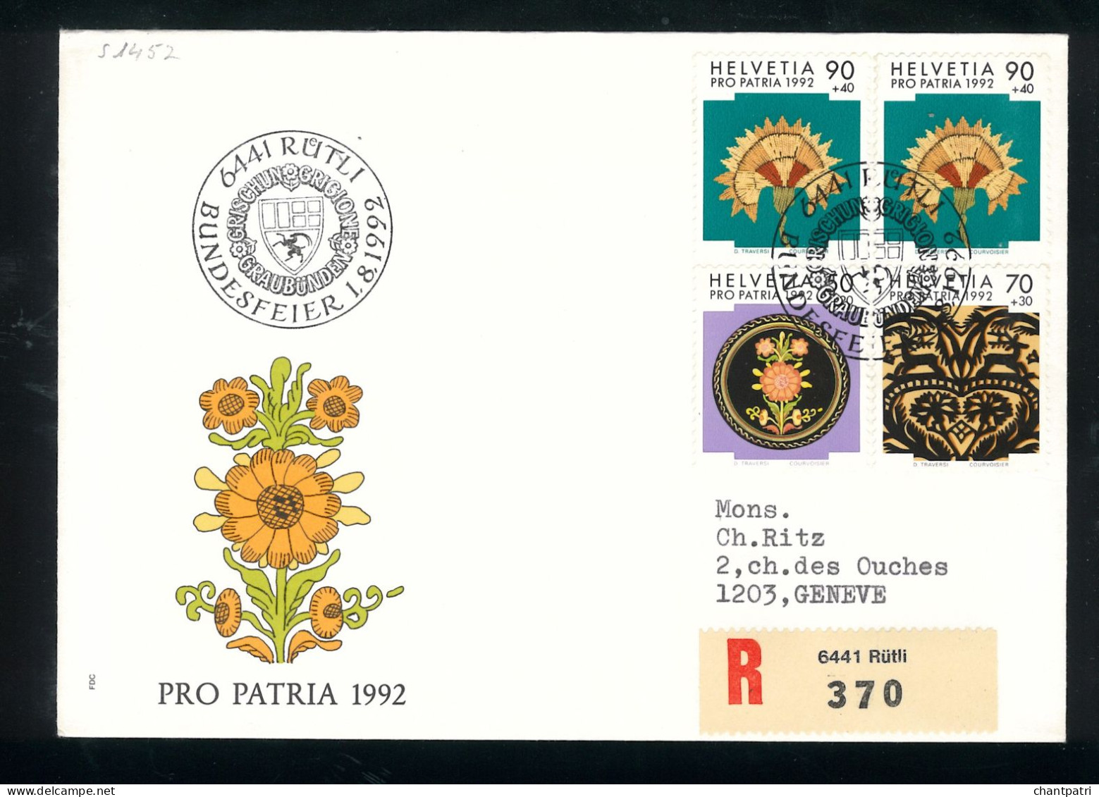 Bundesfeier - Pro Patria 1992 - 01 08 1992 - 6441 Rütli - Bundesfeier 001/49 - Storia Postale