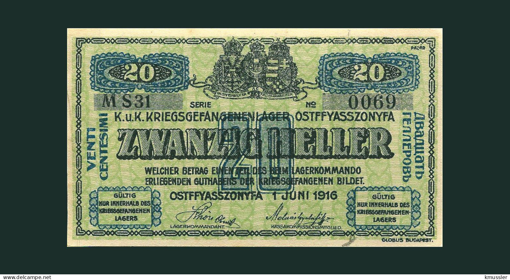 # # # Banknote KGL OSTFFYASSZONYFA (PoW) 20 Heller 1916 UNC # # # - Austria