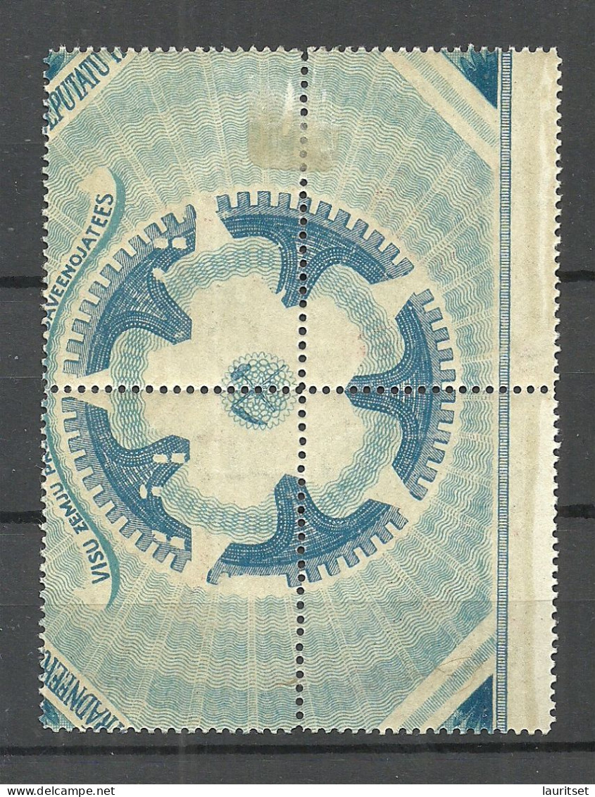 LETTLAND Latvia 1919 Michel 35 As 4-block MNH/MH - Lettland