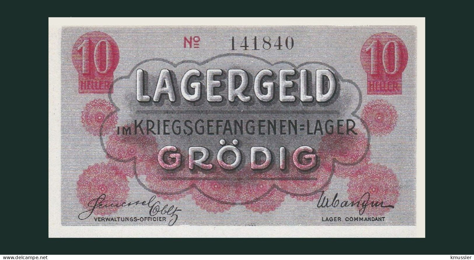 # # # Banknote Kriegsgefangenenlager Grödig (POW-Camp) 10 Heller UNC # # # - Austria