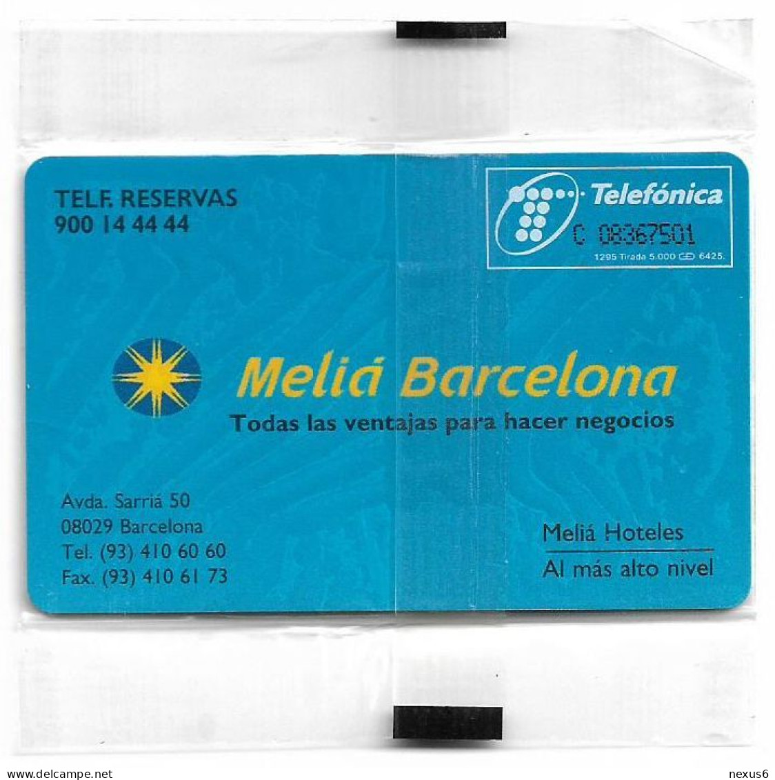 Spain - Telefónica - Hotel Melia Barcelona - P-169 - 12.1995, 1.000PTA, 5.000ex, NSB - Privé-uitgaven