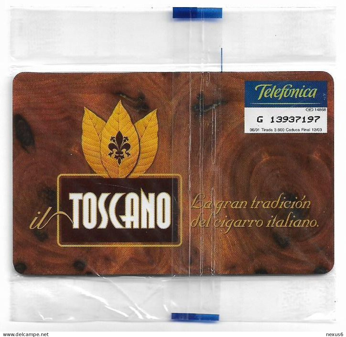 Spain - Telefónica - Tobaco Toscano Italtabac Toscani - P-474 - 06.2001, 1.000PTA, 3.600ex, NSB - Malaysia