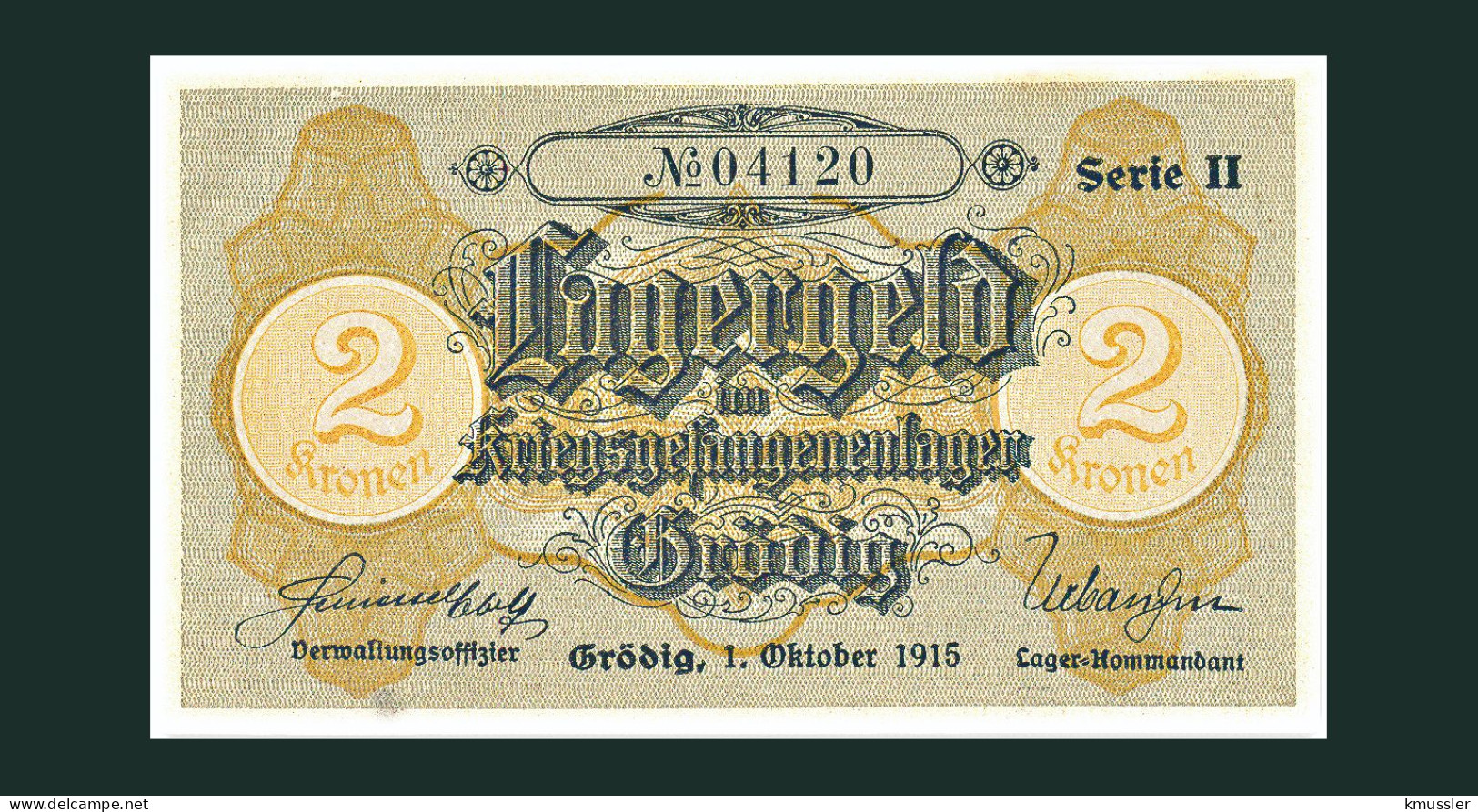 # # # Banknote Kriegsgefangenenlager Grödig (POW-Camp) 2 Kronen # # # - Austria