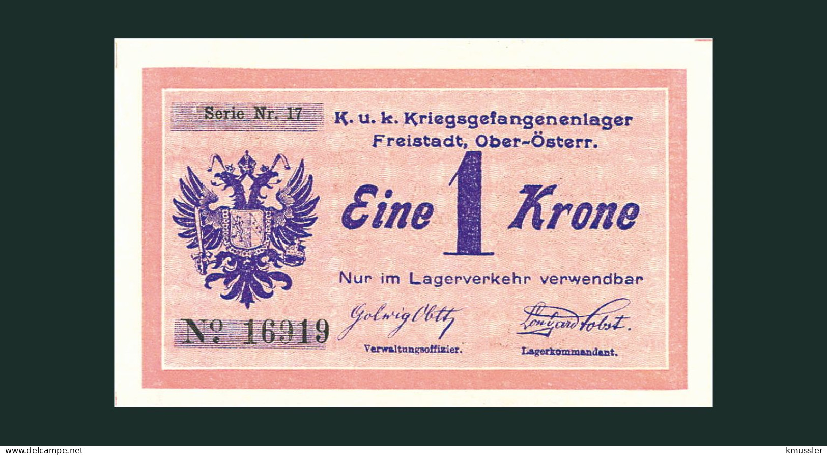 # # # Banknote Kriegsgefangenenlager Freistadt (POW-Camp) 1 Krone # # # - Austria