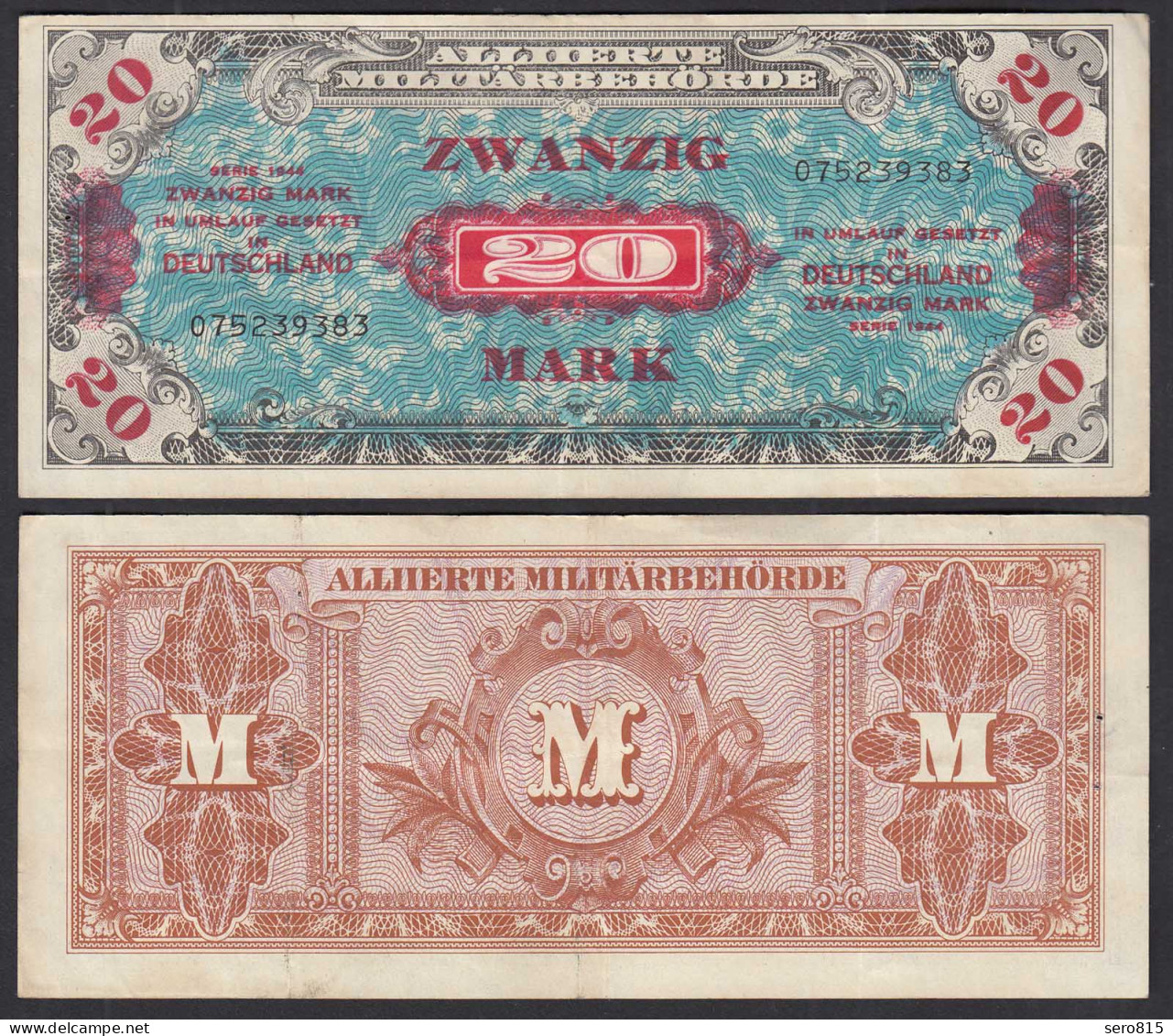 ALLIIERTE MILITÄRBEHÖRDE 20 Mark 1944 Ro 204a VF (3)   (32272 - Other & Unclassified