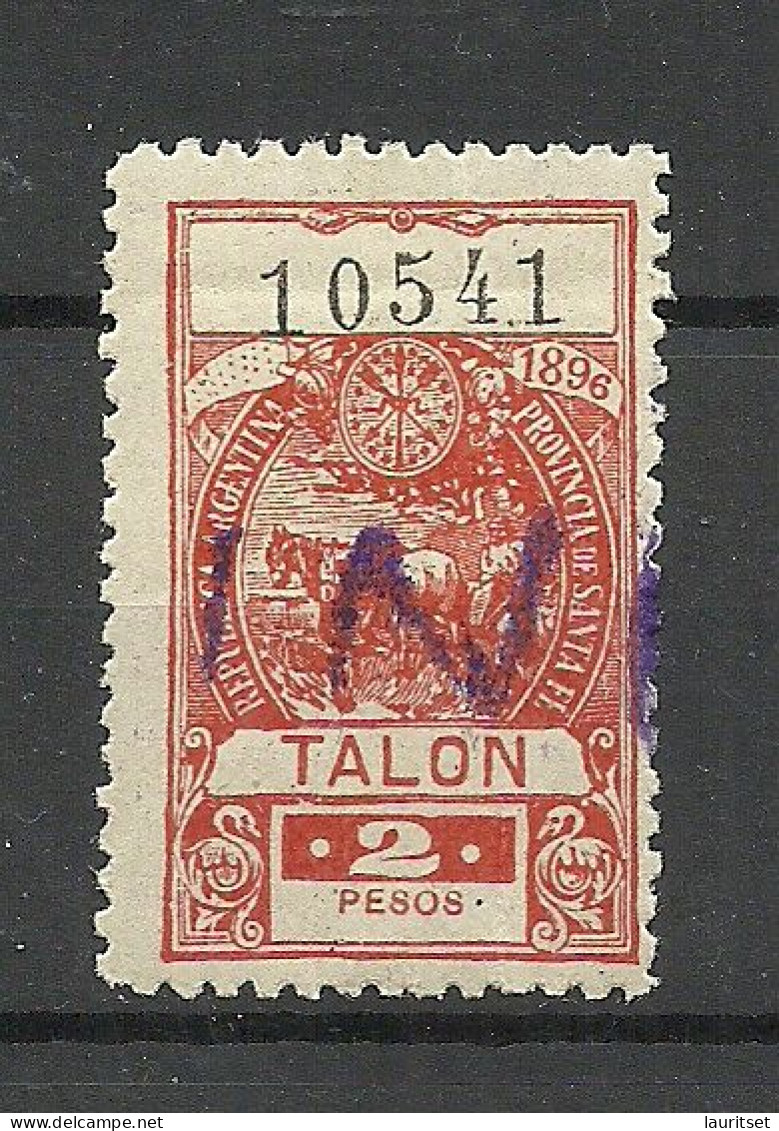 ARGENTINA Argentinien Provincia De Santa Fe 1896 Local Revenue Tax 2 Pesos O - Gebruikt