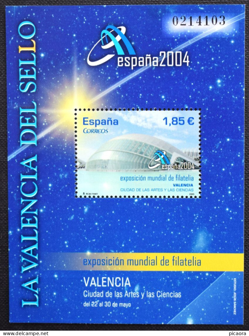 España Spain 2003 Exposición Mundial Filatelia Mi BL121  Yv BF120  Edi 4034  Nuevo New MNH ** - Expositions Philatéliques