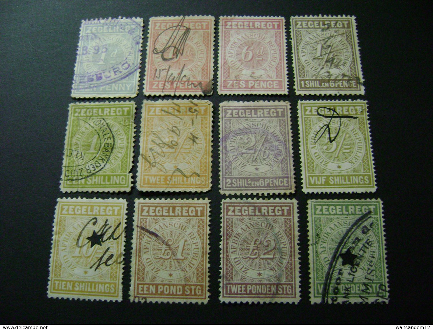 Transvaal (ZAR) 1886 Set 1d To £5 Used Revenue Stamps - Transvaal (1870-1909)