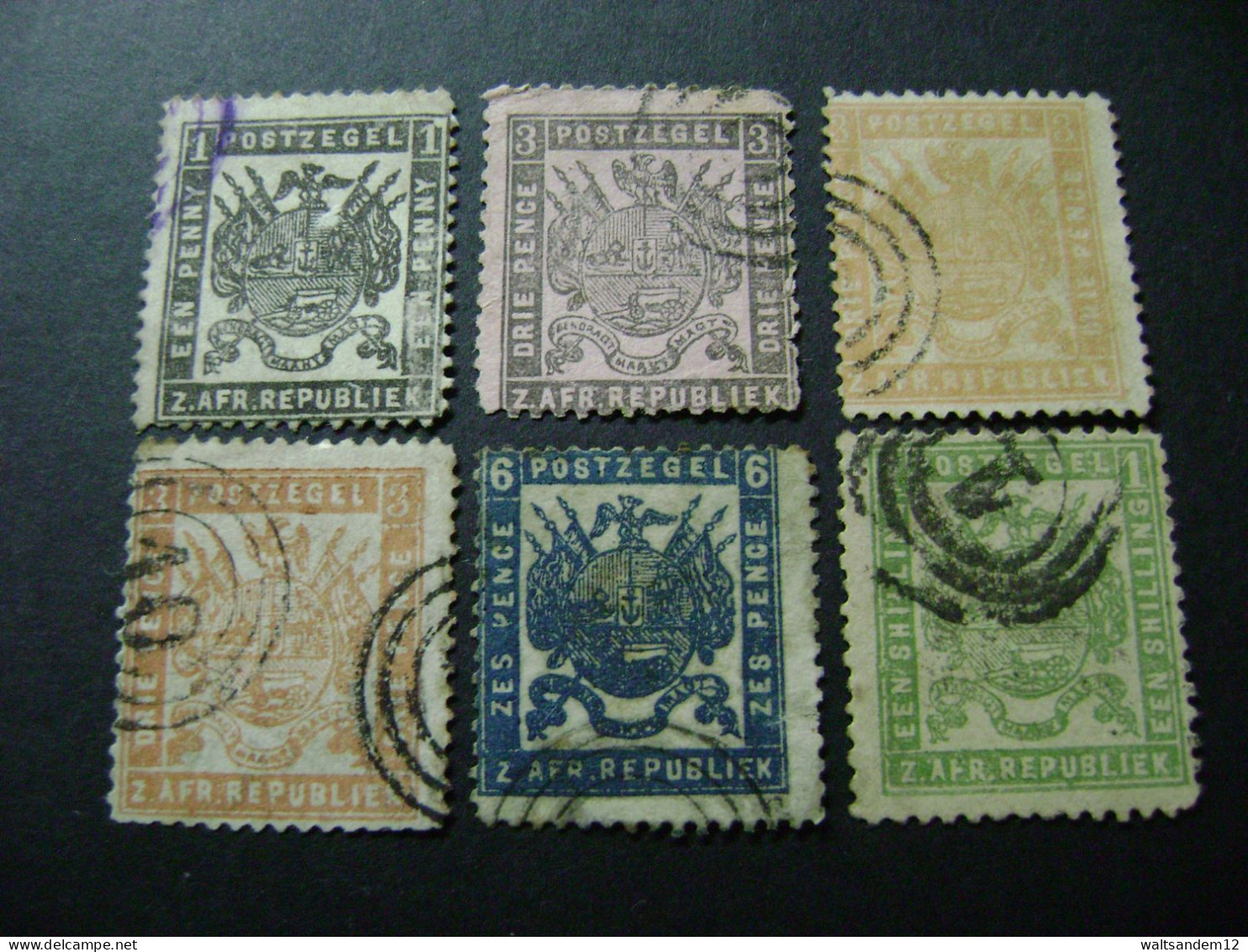 Transvaal (ZAR) 1874-1883 Eagle Simplified Perf Part Set Of 6 - Used - Transvaal (1870-1909)