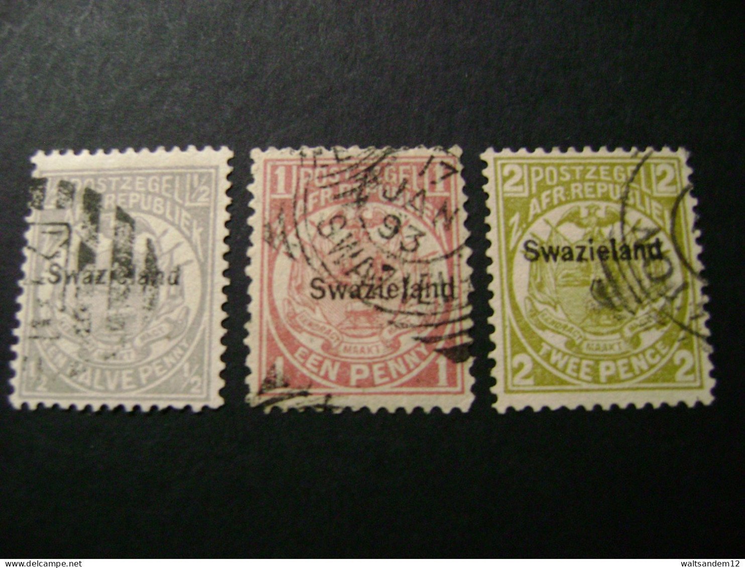 Swaziland - 1889 ½d, 1d, 2d (SG 1, 4, 5) - Used Definitive Stamps - Swasiland (...-1967)