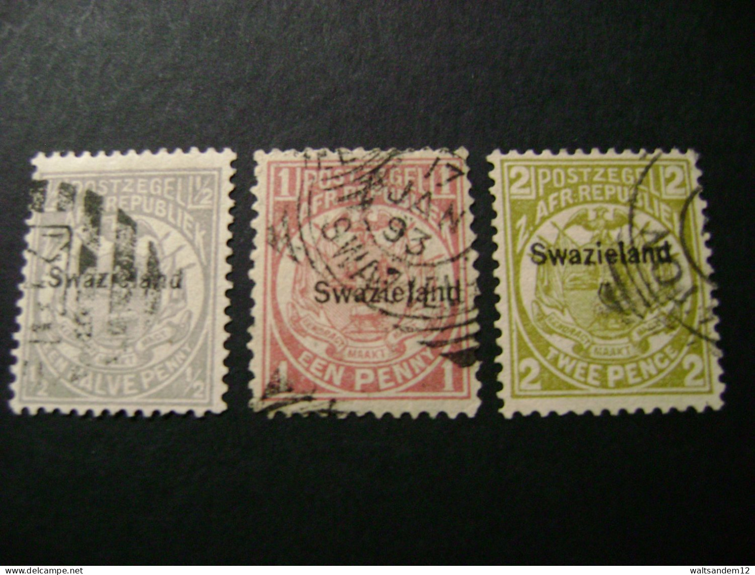 Swaziland - 1889 ½d, 1d, 2d (SG 1, 4, 5) - Used Definitive Stamps - Swaziland (...-1967)